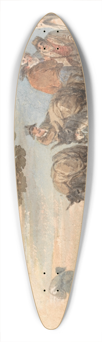 William Payne - Drivers and Burros Resting at Sunset 39.3 inch art pintail longboard deck