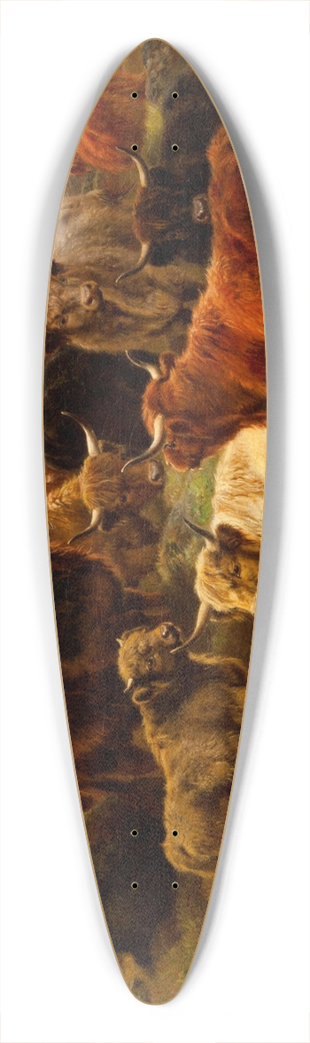 William R.C. Watson - Highland cattle 39.3 inch art pintail longboard deck