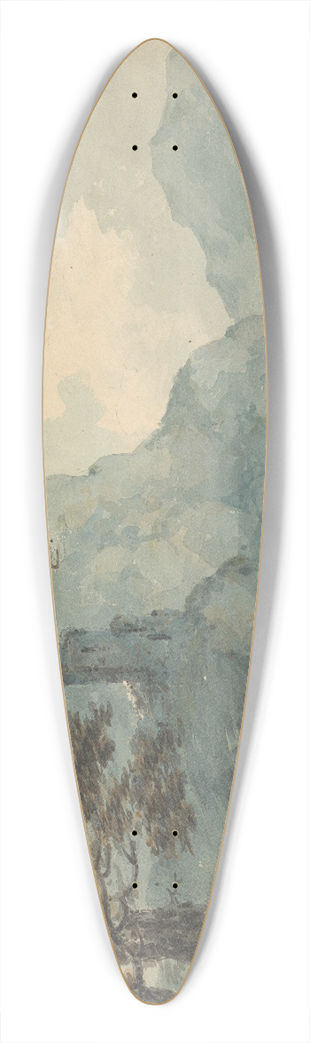 William Sawrey Gilpin - Two Men on a Bridge 39.3 inch art pintail longboard deck