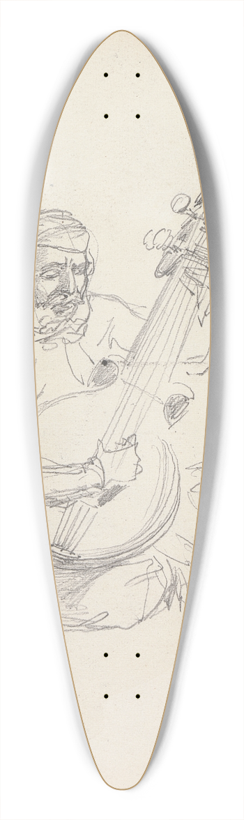 William Simpson - Study of a Rababi Musician 39.3 inch art pintail longboard deck
