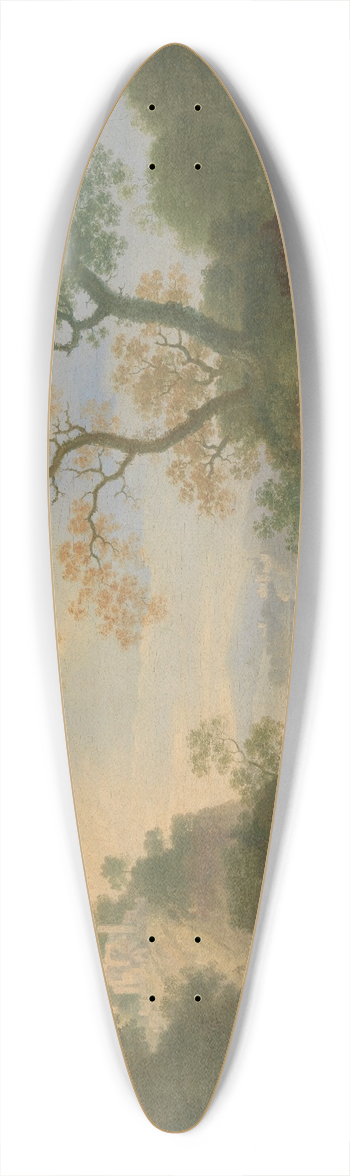 William Smith - A Landscape with Distant Classical Ruins, a Bridge, Figures, and Cattle 39.3 inch art pintail longboard deck