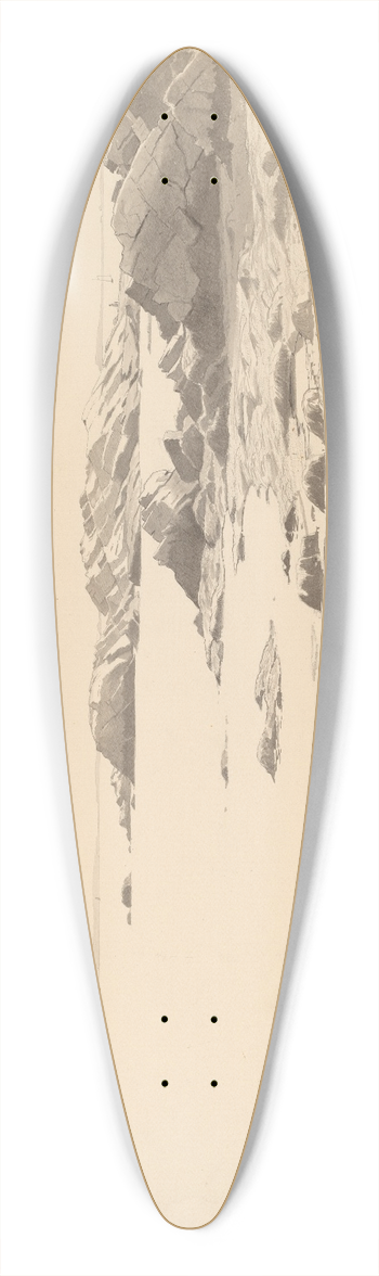 William Stanley Haseltine - Rocklined Beach with Distant Boats 39.3 inch art pintail longboard deck