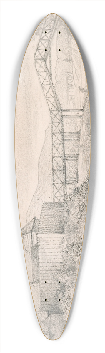 William Swainson - Fort Richmond and Hutt Bridge 39.3 inch art pintail longboard deck