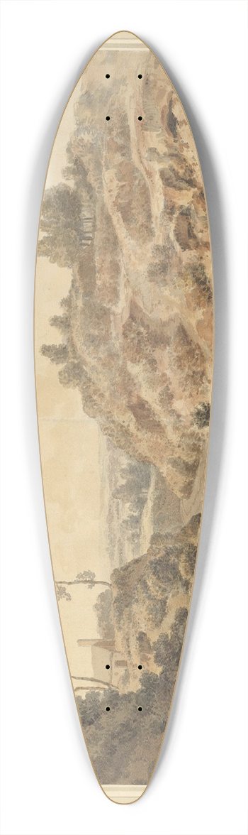 William Taverner - Hilly Landscape with Two Figures on a Road 39.3 inch art pintail longboard deck