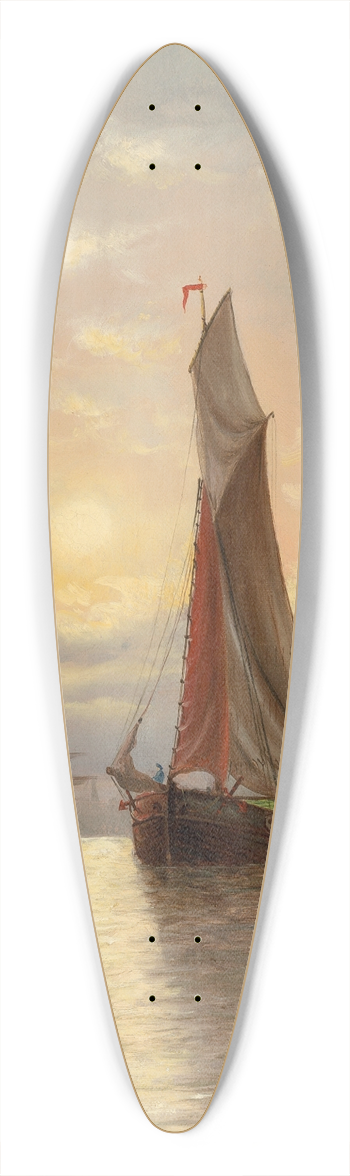 William Torgerson - Harbor Scene 39.3 inch art pintail longboard deck