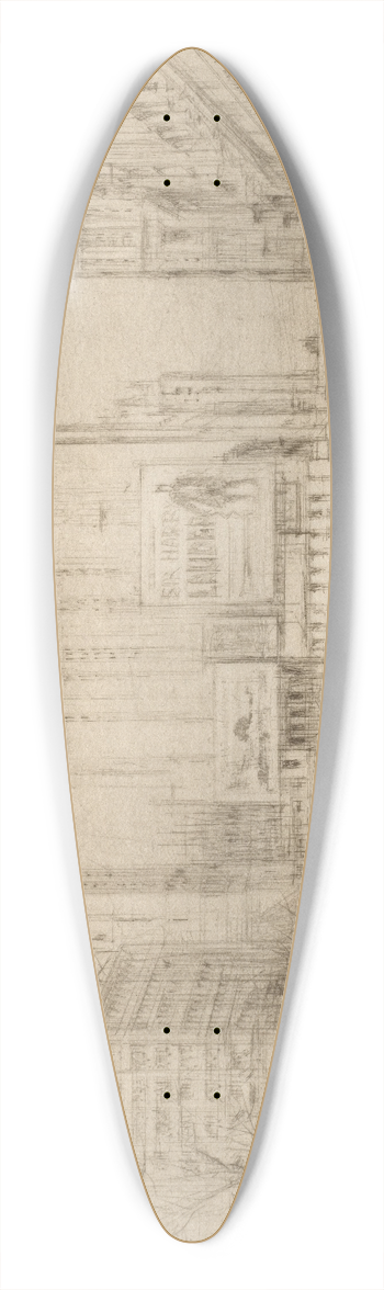 William Walcot - Forty-second Street NY 39.3 inch art pintail longboard deck