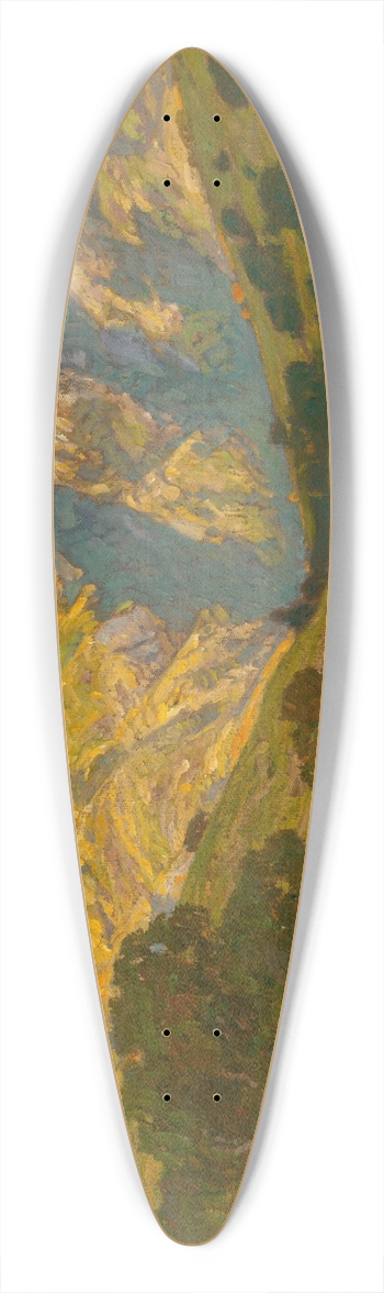William Wendt - Meadow with Distant Hills 39.3 inch art pintail longboard deck