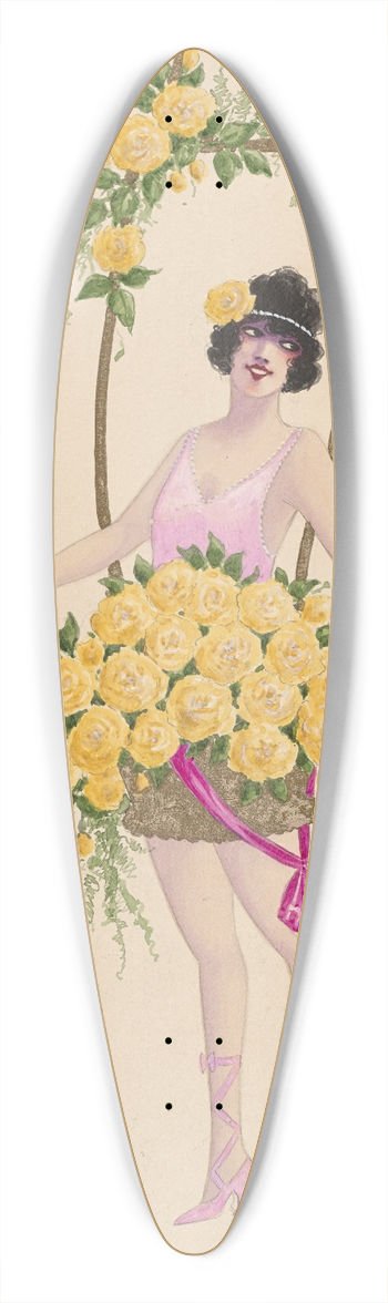 Will R. Barnes - 2-Yellow Roses 39.3 inch art pintail longboard deck