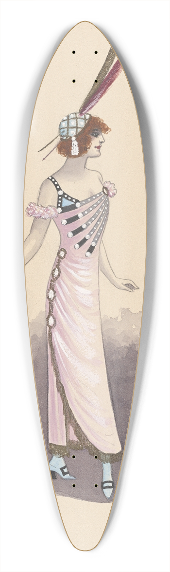 Will R. Barnes - 3rd Folies Girl-Act I 39.3 inch art pintail longboard deck