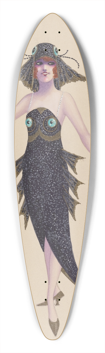 Will R. Barnes - Black fish costume 39.3 inch art pintail longboard deck