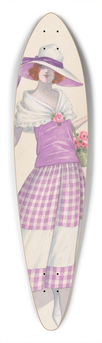Will R. Barnes - Gingham girl, 5 39.3 inch art pintail longboard deck