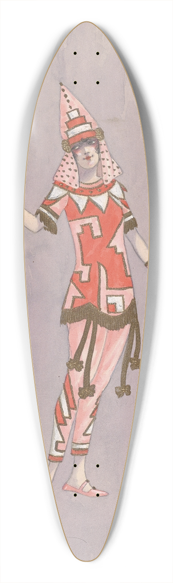 Will R. Barnes - Womans costume; Pink pants, 2 39.3 inch art pintail longboard deck
