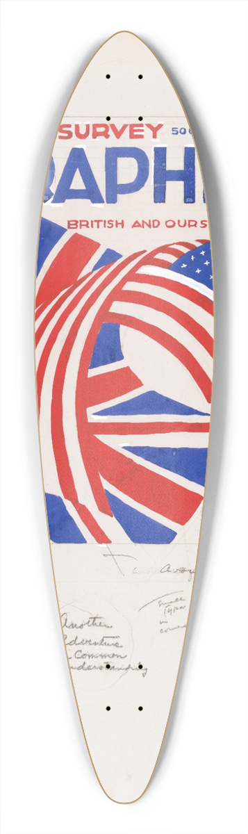 Winold Reiss - Graphic design for cover of Survey Graphic Magazine; The British and Ourselves 39.3 inch art pintail longboard deck