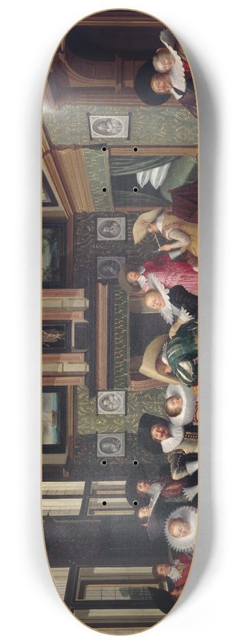 Dirck Van Delen - An Interior with Ladies and Cavaliers 8.25 inch art skate deck