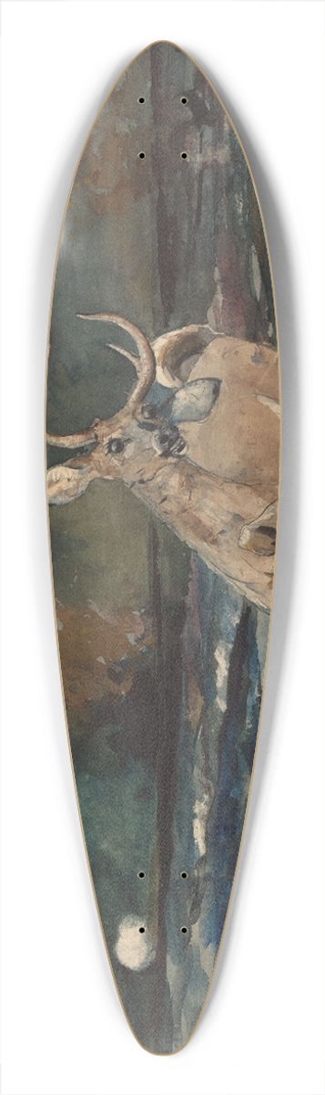 Winslow Homer - A Good Shot, Adirondacks 39.3 inch art pintail longboard deck