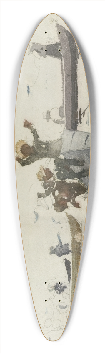 Winslow Homer - Four Rowboats with Children 39.3 inch art pintail longboard deck