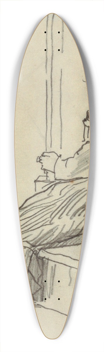 Winslow Homer - Girl Seated on a Porch Step 39.3 inch art pintail longboard deck