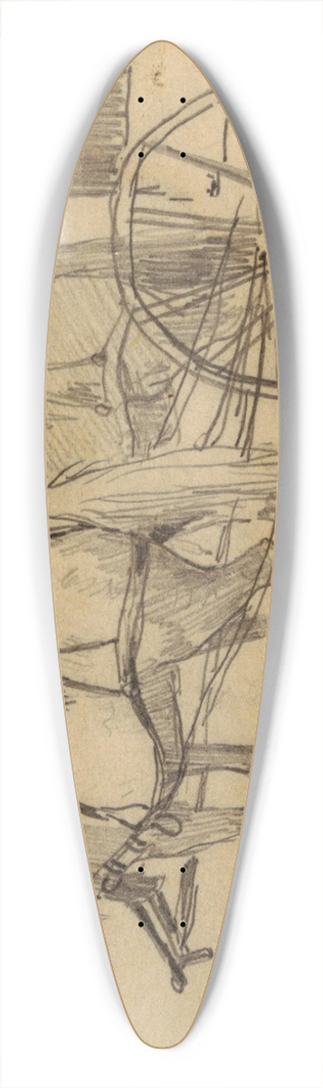 Winslow Homer - Horses and Wagon (The Picnic Excursion) 39.3 inch art pintail longboard deck