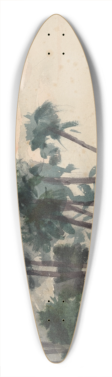 Winslow Homer - Palm Trees, Red 39.3 inch art pintail longboard deck