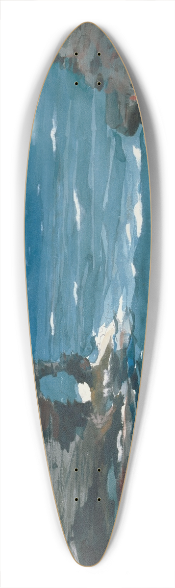 Winslow Homer - Rocky Shore, Bermuda 39.3 inch art pintail longboard deck