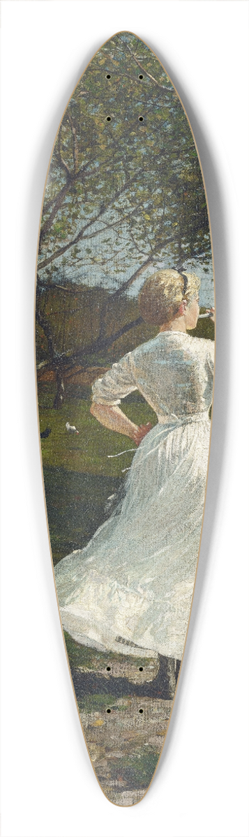 Winslow Homer - The Dinner Horn (Blowing the Horn at Seaside) 39.3 inch art pintail longboard deck