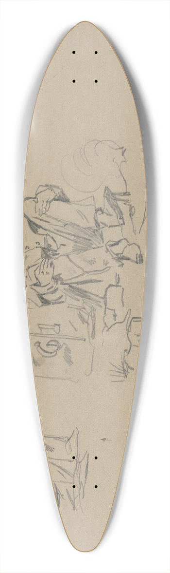 Winslow Homer - Two Soldiers Resting (verso) 39.3 inch art pintail longboard deck