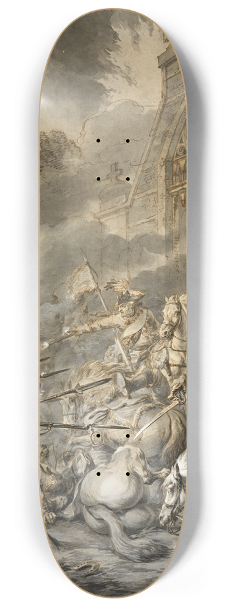 Dirk Langendijk - A Skirmish Between the Cavalry Officers and Footsoldiers with Bayonets 8.25 inch art skate deck