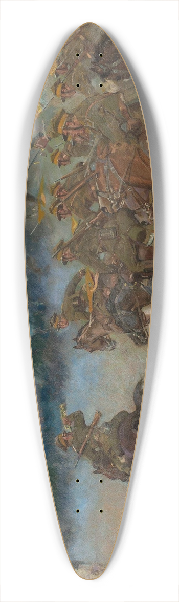 Wojciech Kossak - Cavalry charging 39.3 inch art pintail longboard deck
