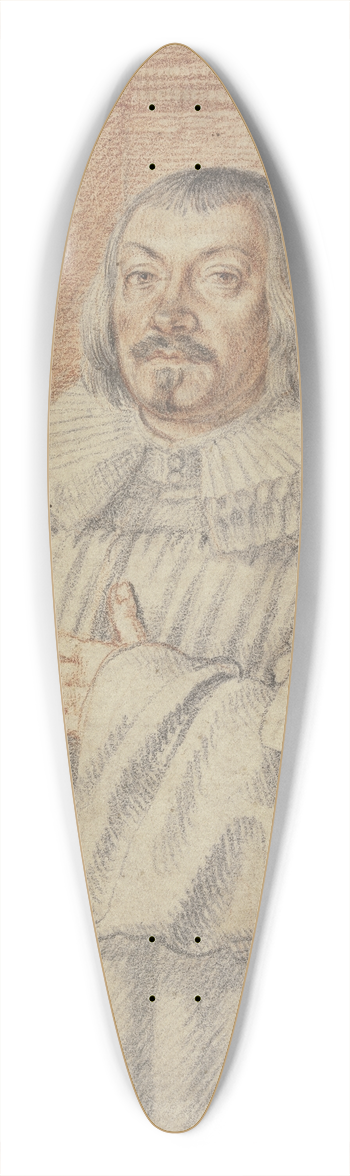 Wolfgang Kilian - Bildnis eines protestantischen Predigers, links ein Wappen mit drei Blumen, rechts ein Kruxifix 39.3 inch art pintail longboard deck