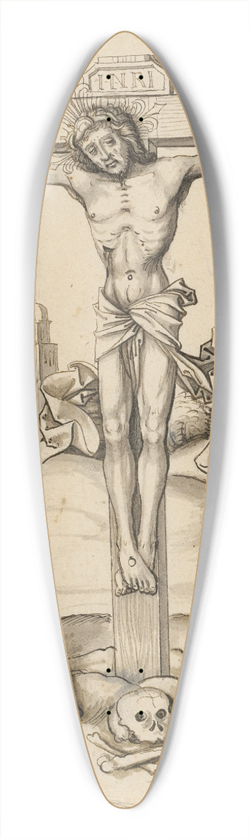 Workshop of Hans Holbein the elder - Christ on the cross, Mary and John 39.3 inch art pintail longboard deck