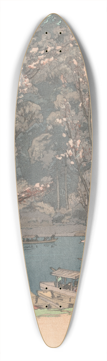 Yoshida Hiroshi - Eight Scenes of Cherry Blossom; Arashiyama 39.3 inch art pintail longboard deck
