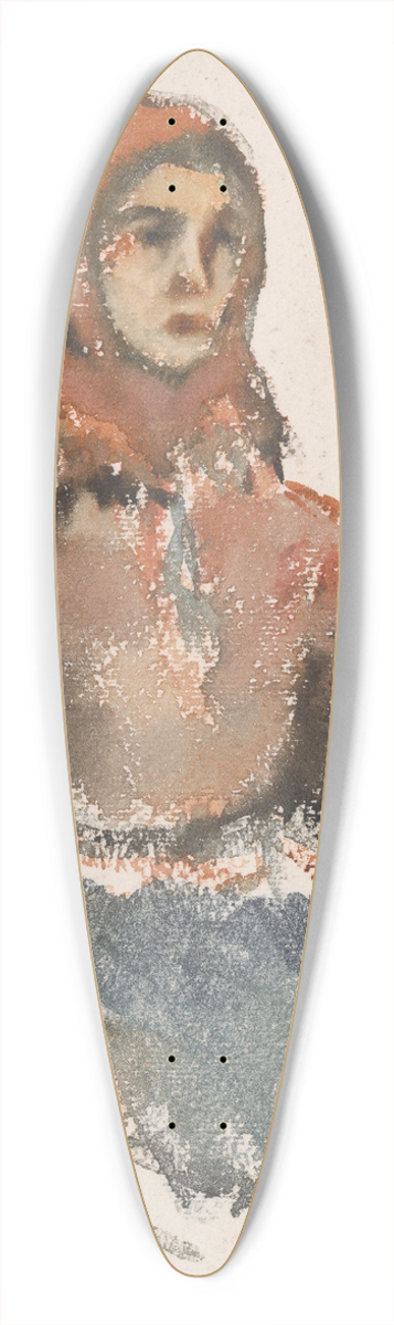 Zolo Palugyay - Seated Girl with a Red Woolen Scarf 39.3 inch art pintail longboard deck