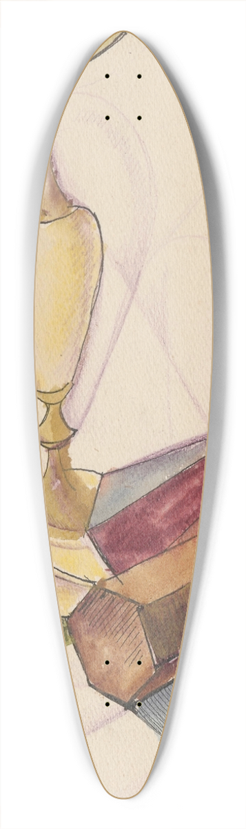 Zygmunt Waliszewski - Cubist still life 39.3 inch art pintail longboard deck