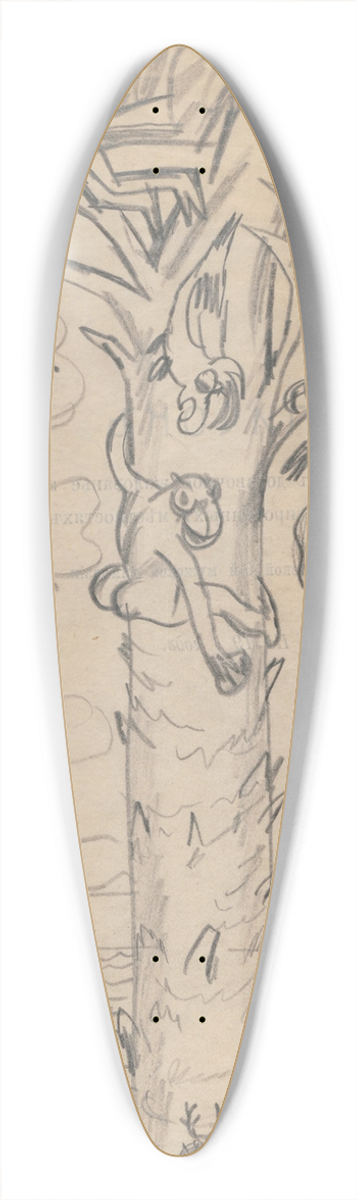 Zygmunt Waliszewski - Humorous drawing for nephew Alik, X 39.3 inch art pintail longboard deck