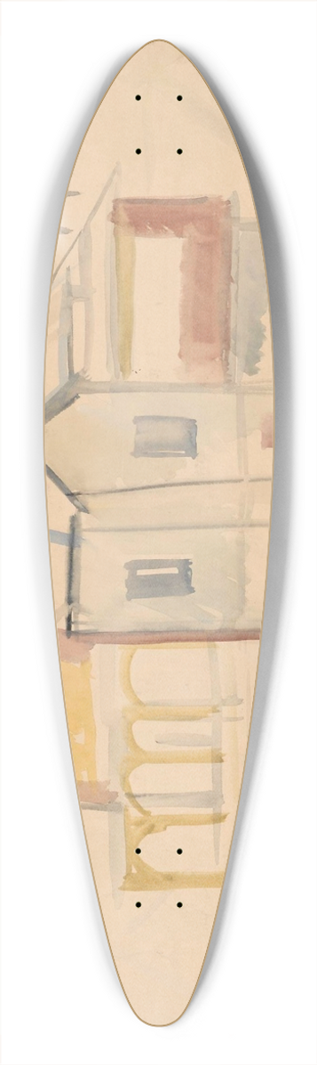 Zygmunt Waliszewski - Sketch of buildings 39.3 inch art pintail longboard deck