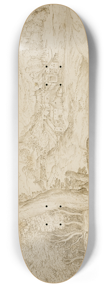 Domenico Campagnola - Landskab med en by og en sovende hyrde 8.25 inch art skate deck