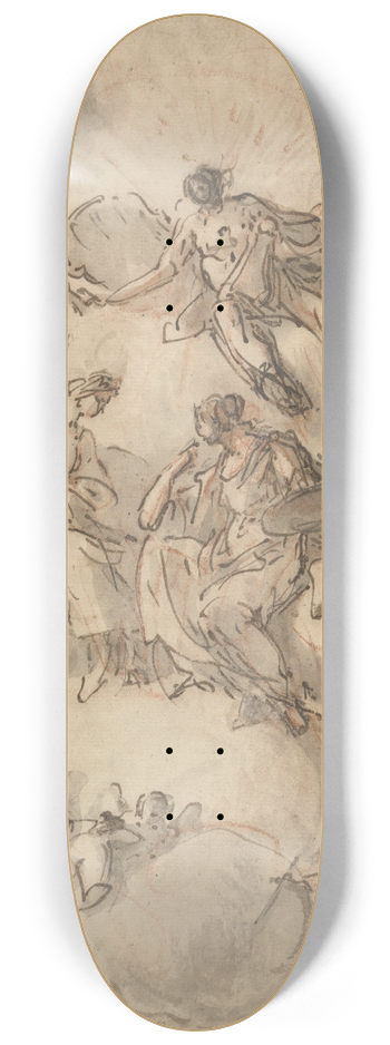 Domenico Mondo - Study for Ceiling: Apollo and other Figures 8.25 inch art skate deck