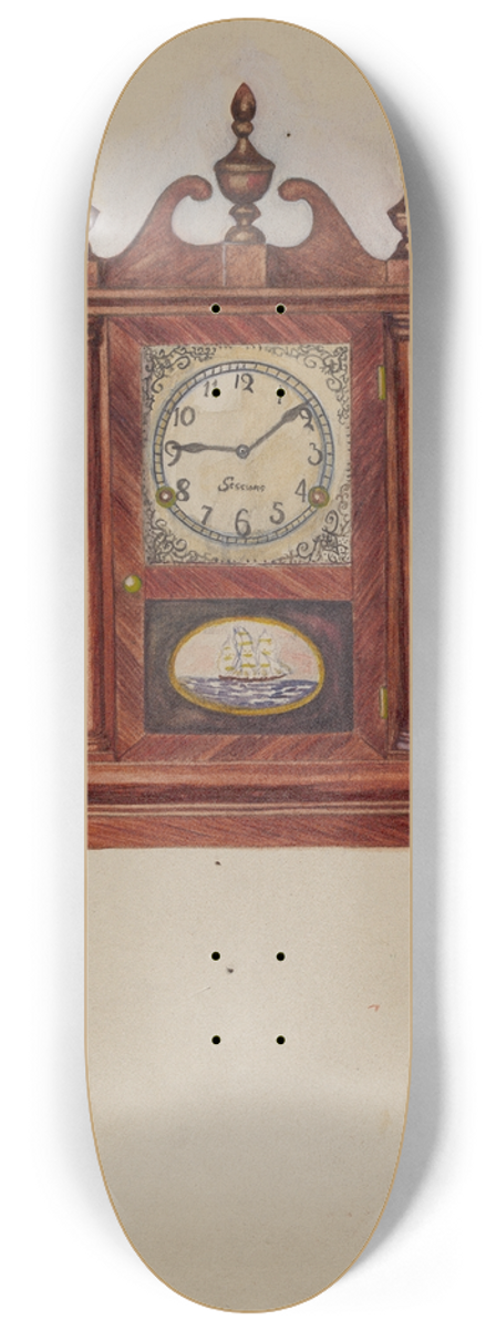 Dorothea A. Farrington - Clock, Antique 8.25 inch art skate deck