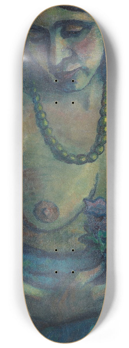 Dorothea Maetzel-Johannsen - Selbstportrt in Blau (Halbakt mit Perlenkette) 8.25 inch art skate deck