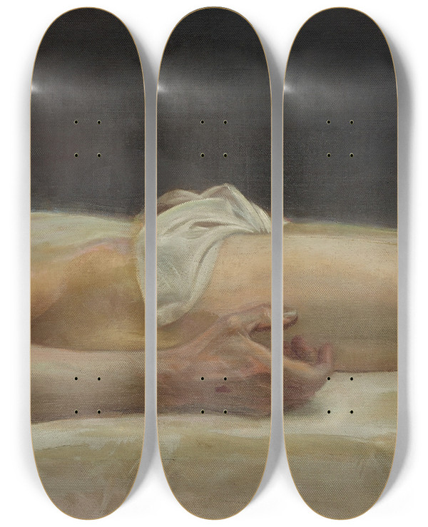Triptych art skateboard deck of Eduard Adrian Dussek Leichnam Christi by Eduard Adrian Dussek (1871-1930)