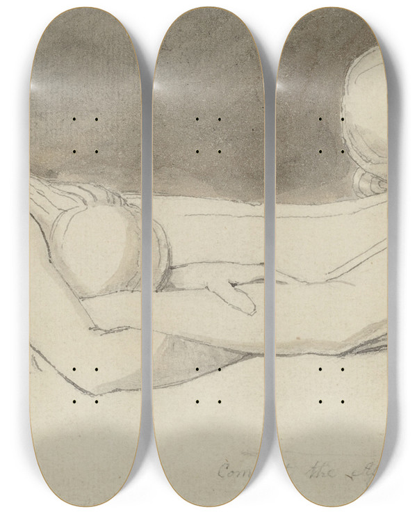 Triptych art skateboard deck of John Flaxman Comfort The Afflicted by John Flaxman (1755-1826)