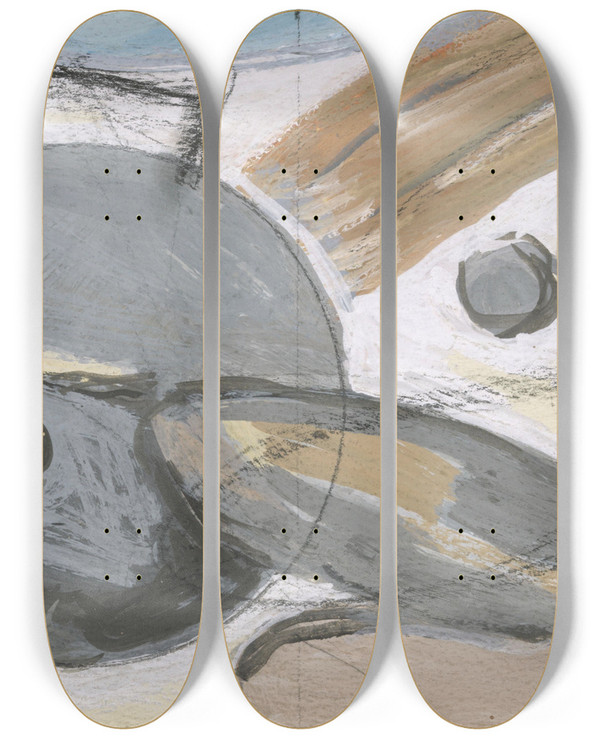 Triptych art skateboard deck of Ragnhild Keyser Komposisjon_2 by Ragnhild Keyser (1889-1943)