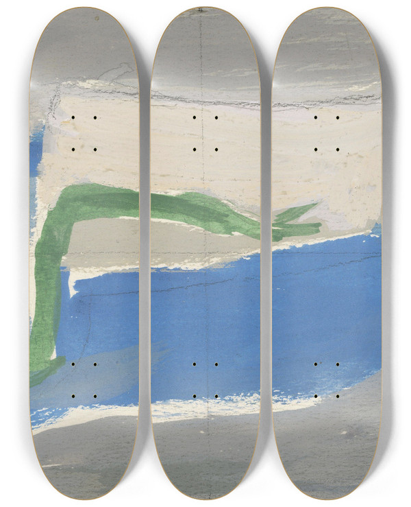 Triptych art skateboard deck of Ragnhild Keyser Komposisjon_1 by Ragnhild Keyser (1889-1943)