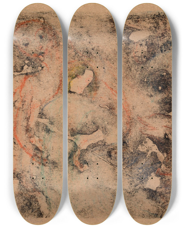 Triptych art skateboard deck of James Ensor Frieze With Little Monsters by James Ensor (1860-1949)
