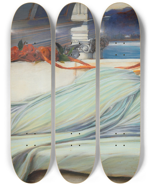 Triptych art skateboard deck of Thomas Ralph Spence A Student by Thomas Ralph Spence (1855-1903)