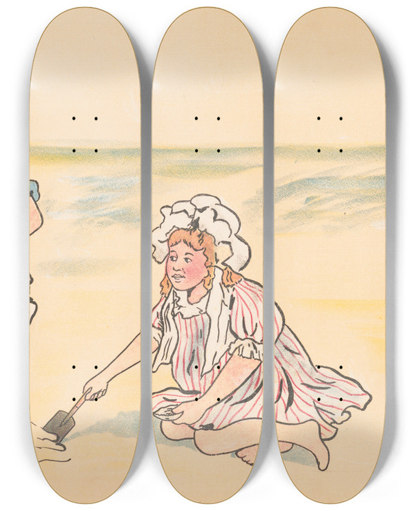 Triptych art skateboard deck of George Markendorff At The Shore by George Markendorff (19-)