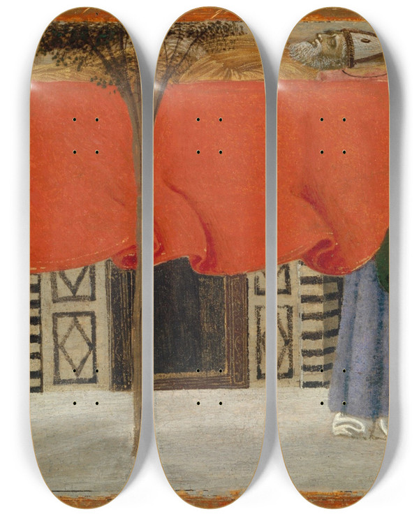 Triptych art skateboard deck of Davide Ghirlandaio The Burial Of Saint Zenobius by Davide Ghirlandaio (1452-1525)