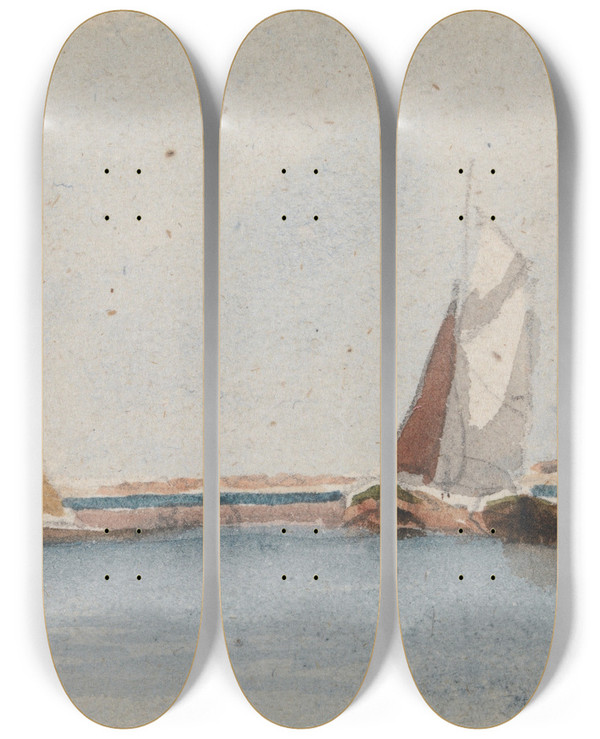 Triptych art skateboard deck of David Cox Bergen Op Zoom by David Cox (1783-1859)
