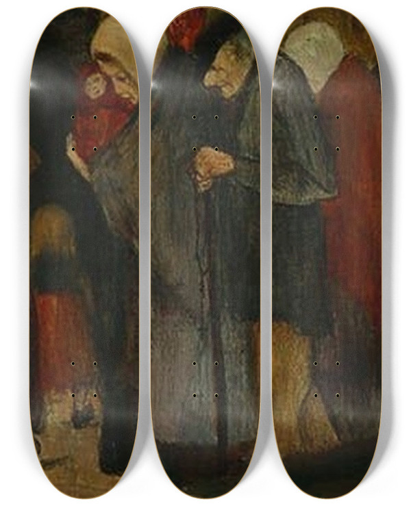 Triptych art skateboard deck of Karel Collens Pilgrimage by Karel Collens (1869-1901)