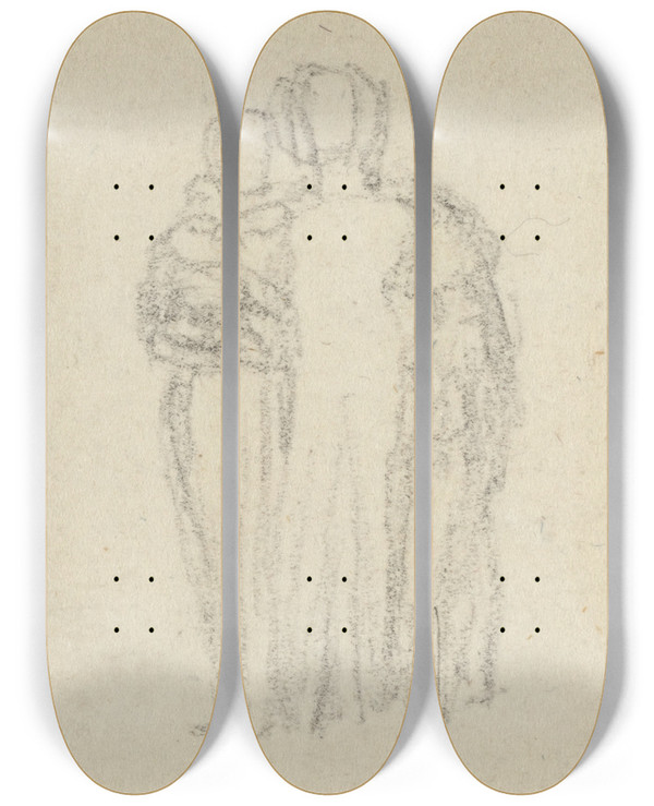 Triptych art skateboard deck of John Flaxman Three Groups Of Figures Parents And Children by John Flaxman (1755-1826)